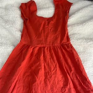 Orange dress from target (will wash clothes to get them fresh & wrinkles out)!